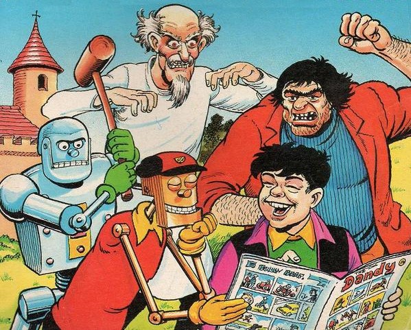 Brassneck and Charley are menaced by Bull-Neck, Dooyerwurst and Egor, his thugish minion.