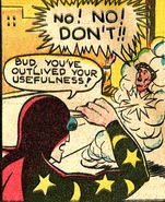 The Comet, casually slaying a captured crook during his first adventure.