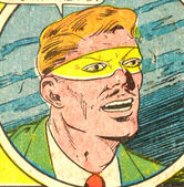 Yes, I know. The mask is yellow. I didn't name him or colour the comic.
