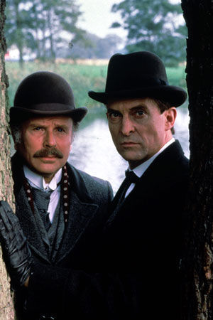 Jeremy Brett as Holmes, with Edward Hardwicke as Watson